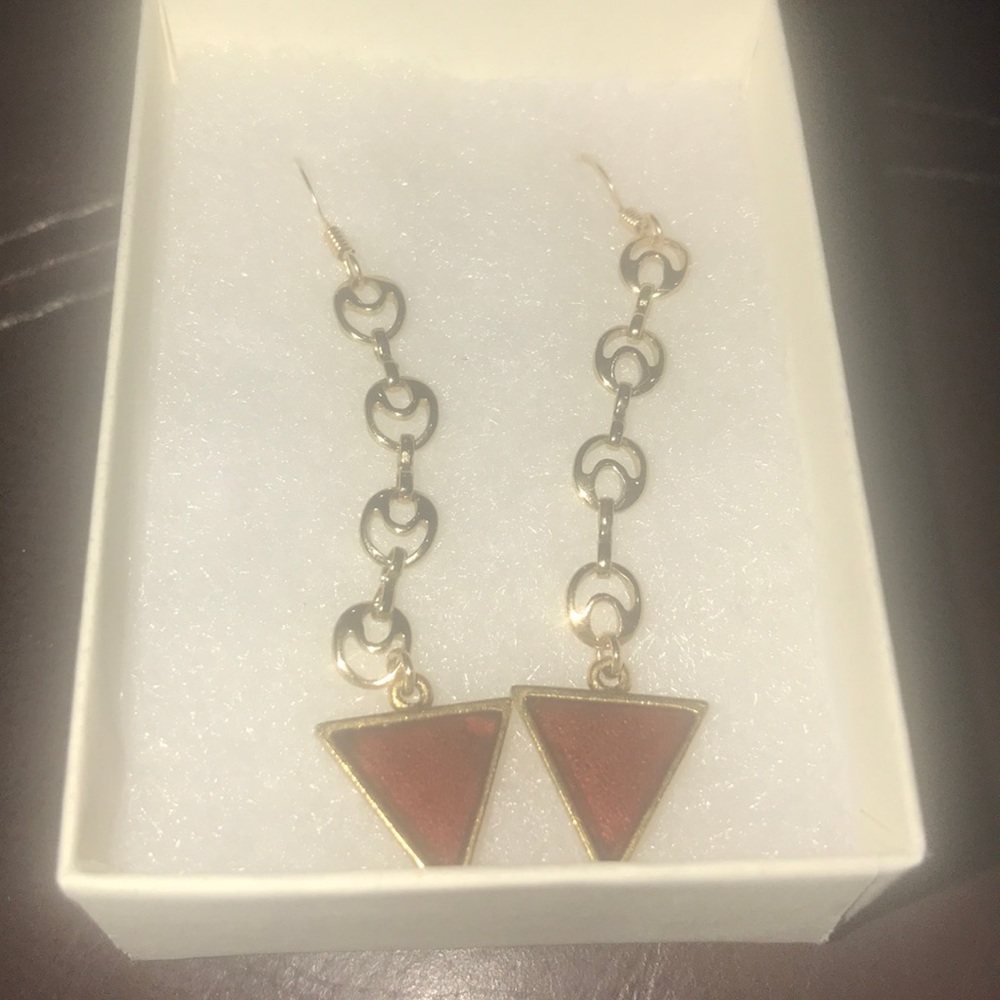 Swirl Chain Triangle Drop Earrings - image 2